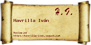 Havrilla Iván névjegykártya