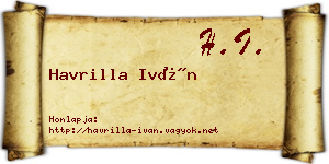 Havrilla Iván névjegykártya